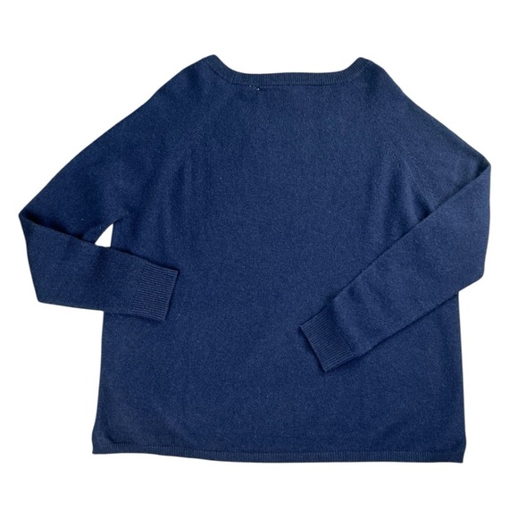 Minnie Rose 100% Cashmere Dark Blue Sweater with Evil Eye Gemstone Design Size M - Picture 10 of 11